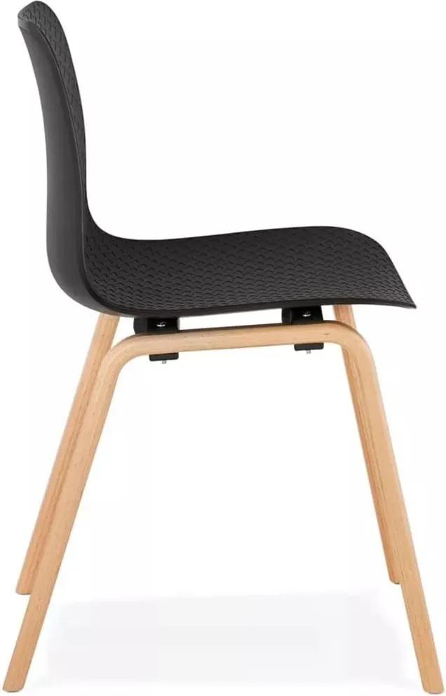 Scandinavische stoel 'PACIFIK' zwart met natuurlijk houten poten