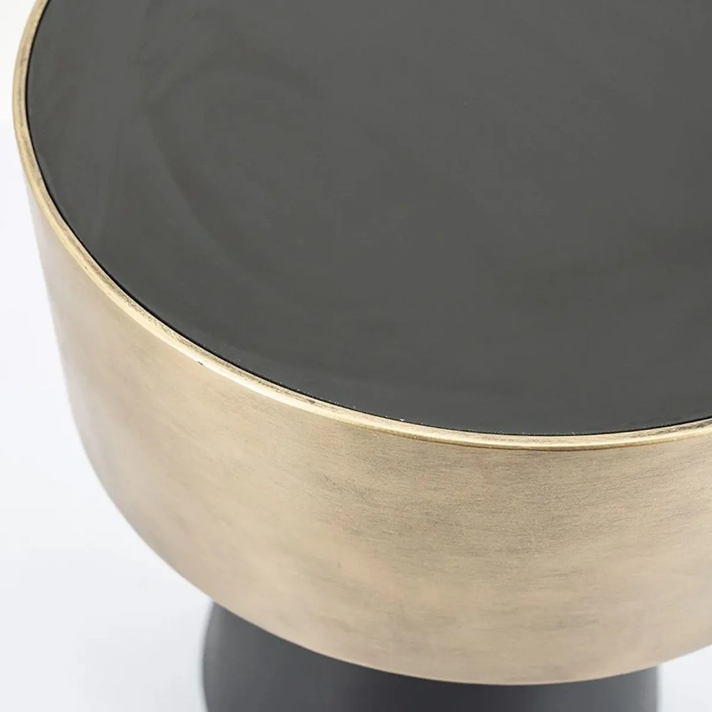 Ronde Bijzettafel Zwart Met Goud - 40 X 40cm.