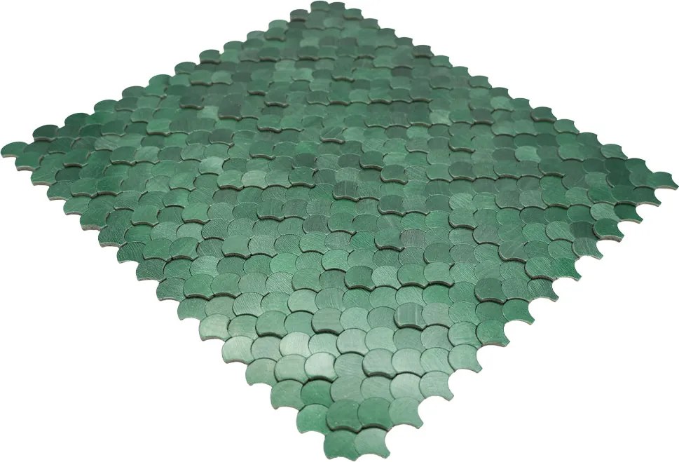 Zelfklevende Mozaïektegels Metaal | Visschub Donkergroen | 28,8×29,8 cm | Keuken, Bad & WC