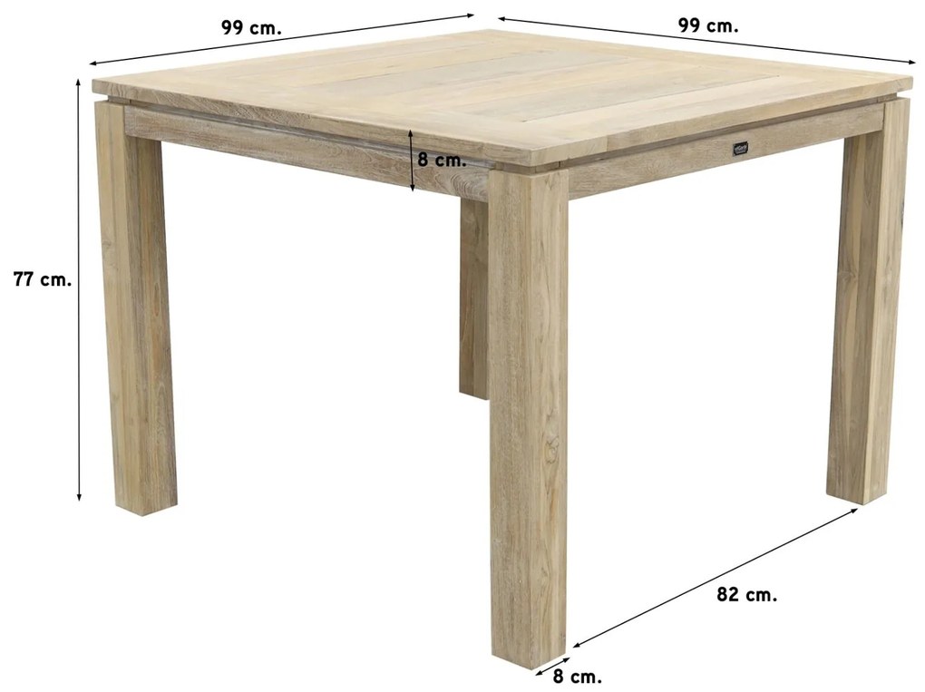Sophie Element/Rome grey 100x100 cm. 4-persoons tuinset - Terra/Teak