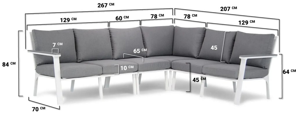 Hoek loungeset 6 personen Aluminium Wit  Lifestyle Garden Furniture Palazzo