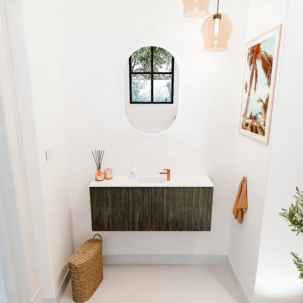 Mondiaz Joya 100cm toiletmeubel shadow met wastafel faye midden 1 kraangat talc