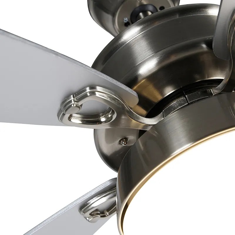 Plafondventilator staal met afstandsbediening incl. LED - Malaki