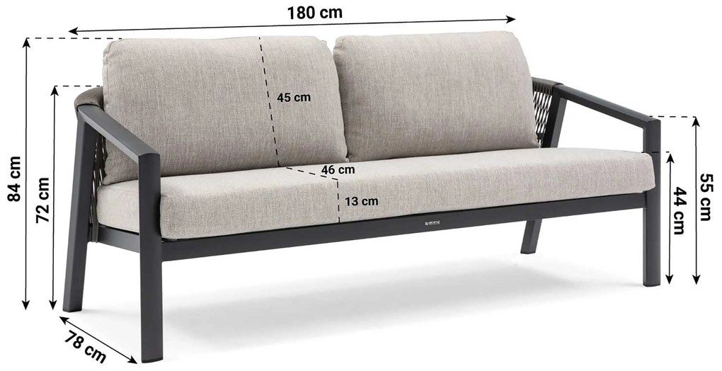 Stoel en Bank Loungeset 5 personen Aluminium Grijs  Lifestyle Garden Furniture Jada