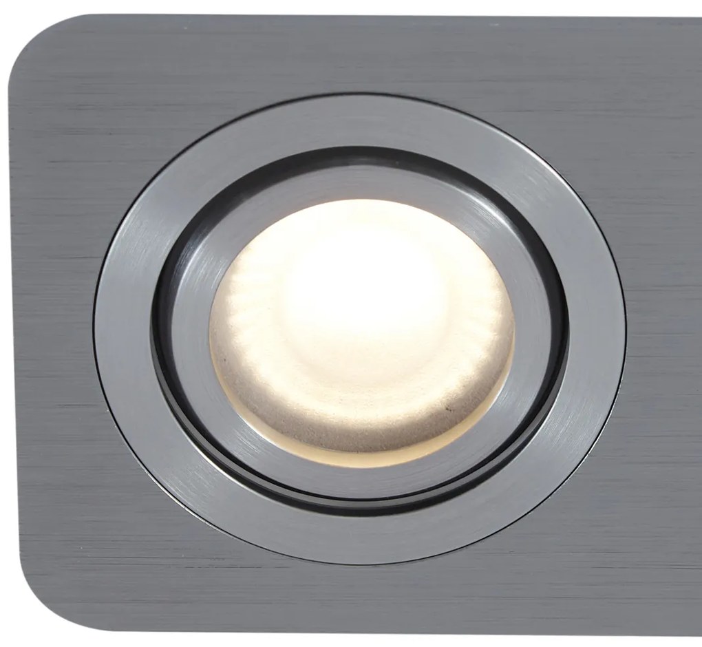 Buitenlamp Set van 6 afgeronde inbouwspots gunmetal GU10 50mm draai- en kantelbaar IP44 2-lichts - Alberto Modern GU10 IP44 Buitenverlichting Lamp