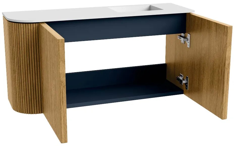 Mondiaz Joya 80cm toiletmeubel ronding links oak met wastafel faye rechts zonder kraangat talc