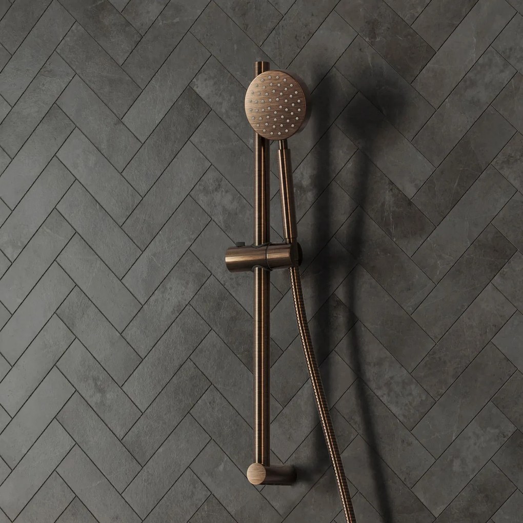 Saniclear Antique glijstangset met Vision handdouche verouderd messing