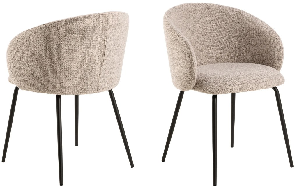 CLARA Beige Latte (stof Monza 60)/zwarte poten - MODERNE GESTOFFEERDE KUIPSTOEL VOOR WOONKAMER/EETKAMER/KANTOOR LOFT