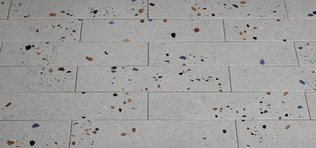 DTG Terrazzo wandtegel 7.5x30cm grijs mat