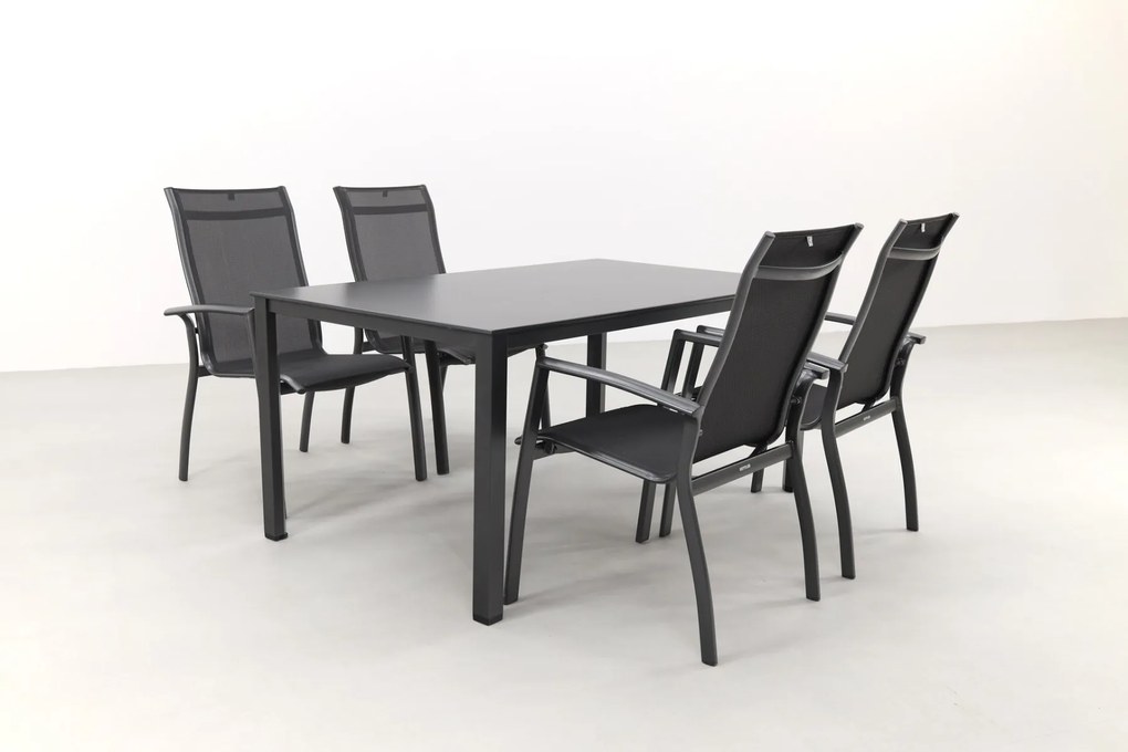 Kettler Legato Curve/Cubic 4-persoons stapelbare tuinset 160x95 cm. - Antraciet