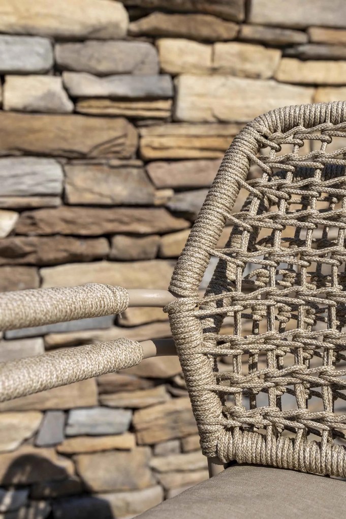 Taste by 4 Seasons Barista tuinset latte met Donato tuintafel latte met geprint keramisch blad Ø 160 cm Tuinset   beige weerbestendig