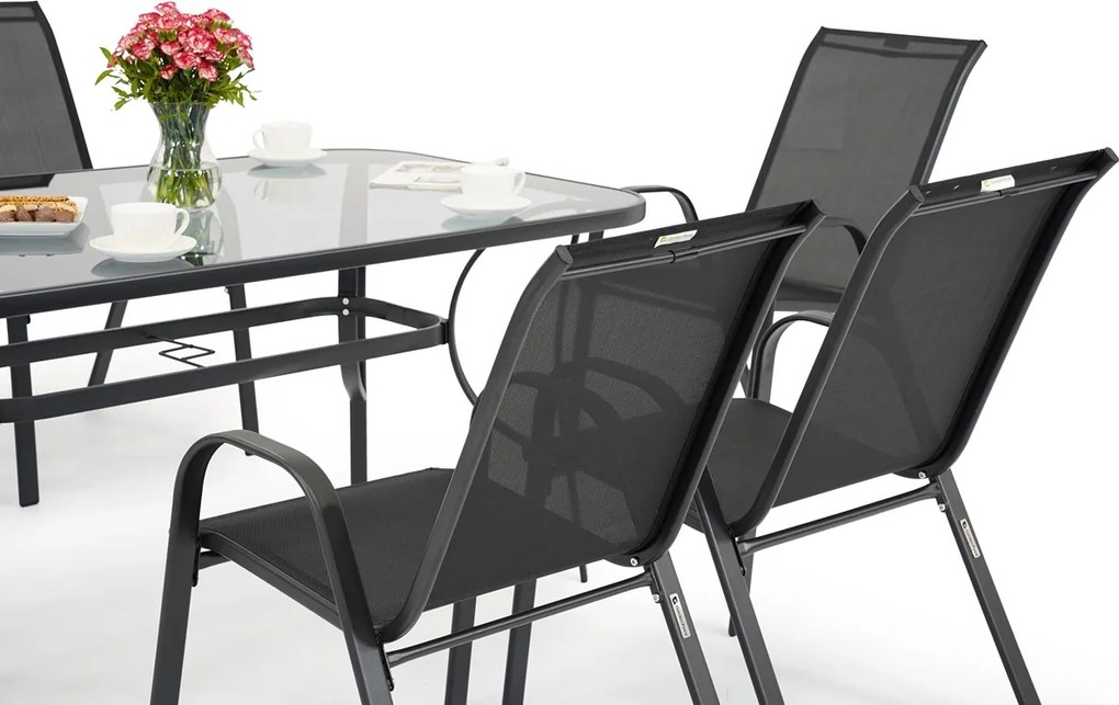 Tuinmeubelset Modena/Bitonto zwart voor 6 personen Garden Point