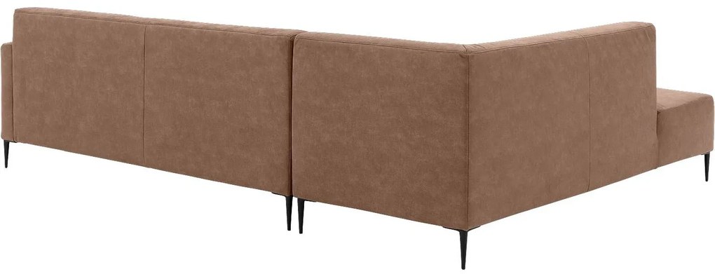 Goossens  Key West bruin, micro leer, 3-zits, modern design met ligelement links