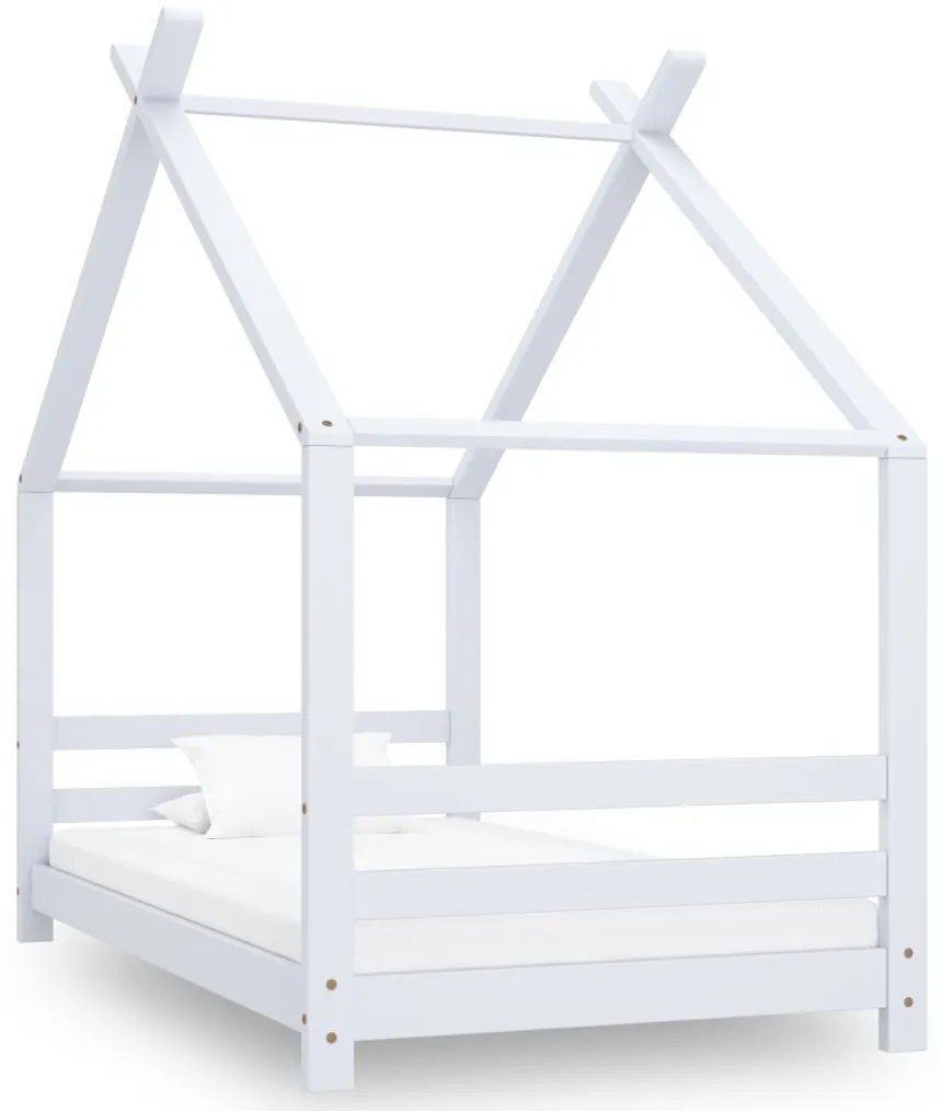 vidaXL Kinderbedframe massief grenenhout wit 80x160 cm