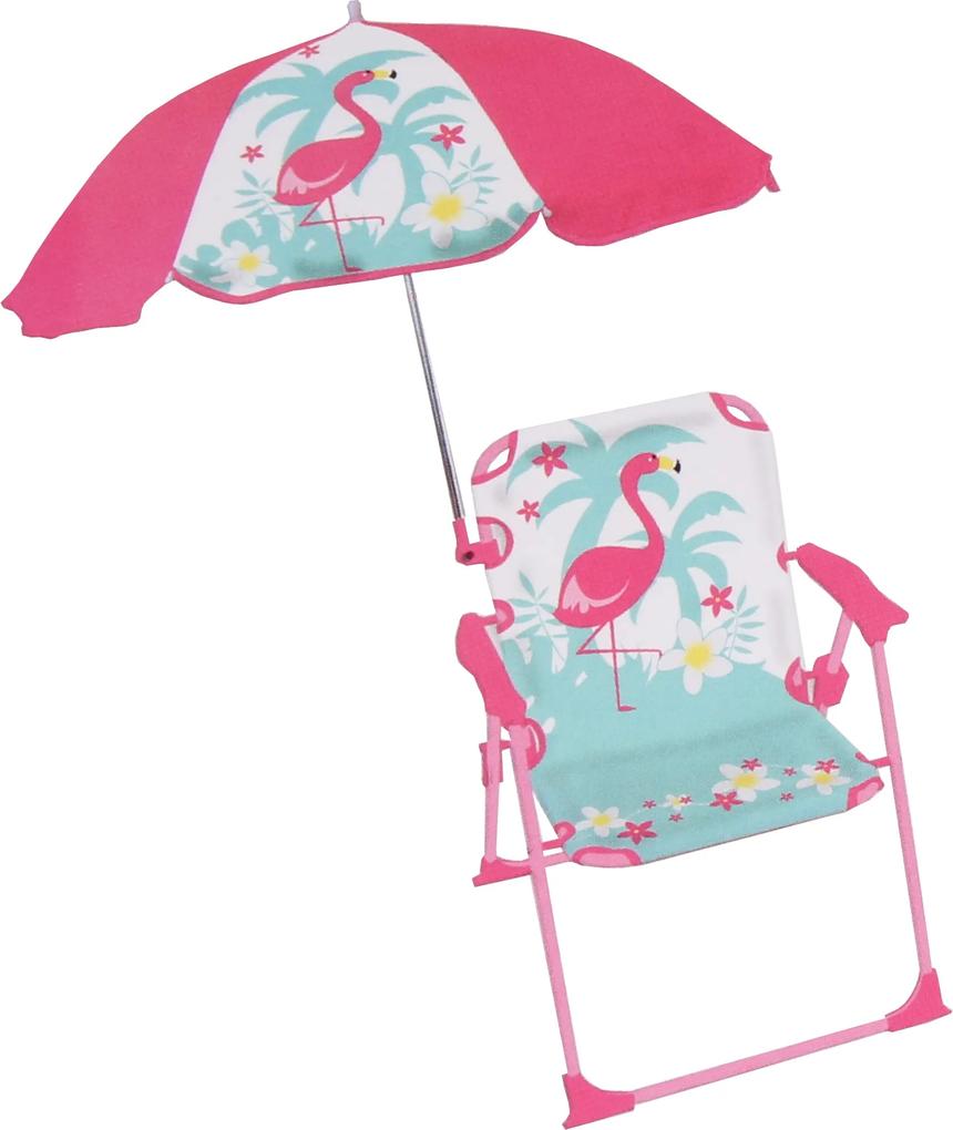 Tuinstoel met parasol Flamingo 39x39x53 cm roze/mint
