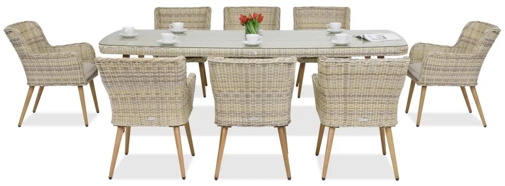 Exclusieve dining tuinset met grote tafel Córdoba voor 8 personen Garden Point zandkleur