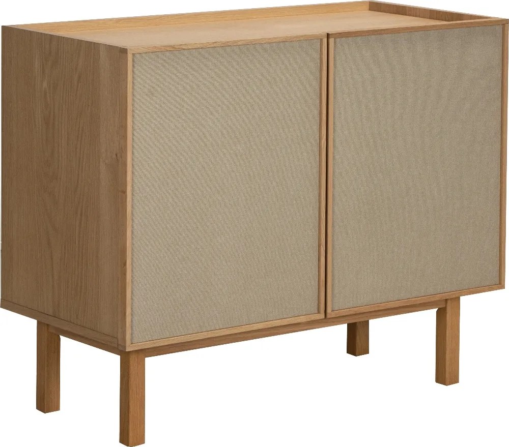 Kastje Eiken Met Stoffen Deuren 90 Cm - 90x40x60cm.