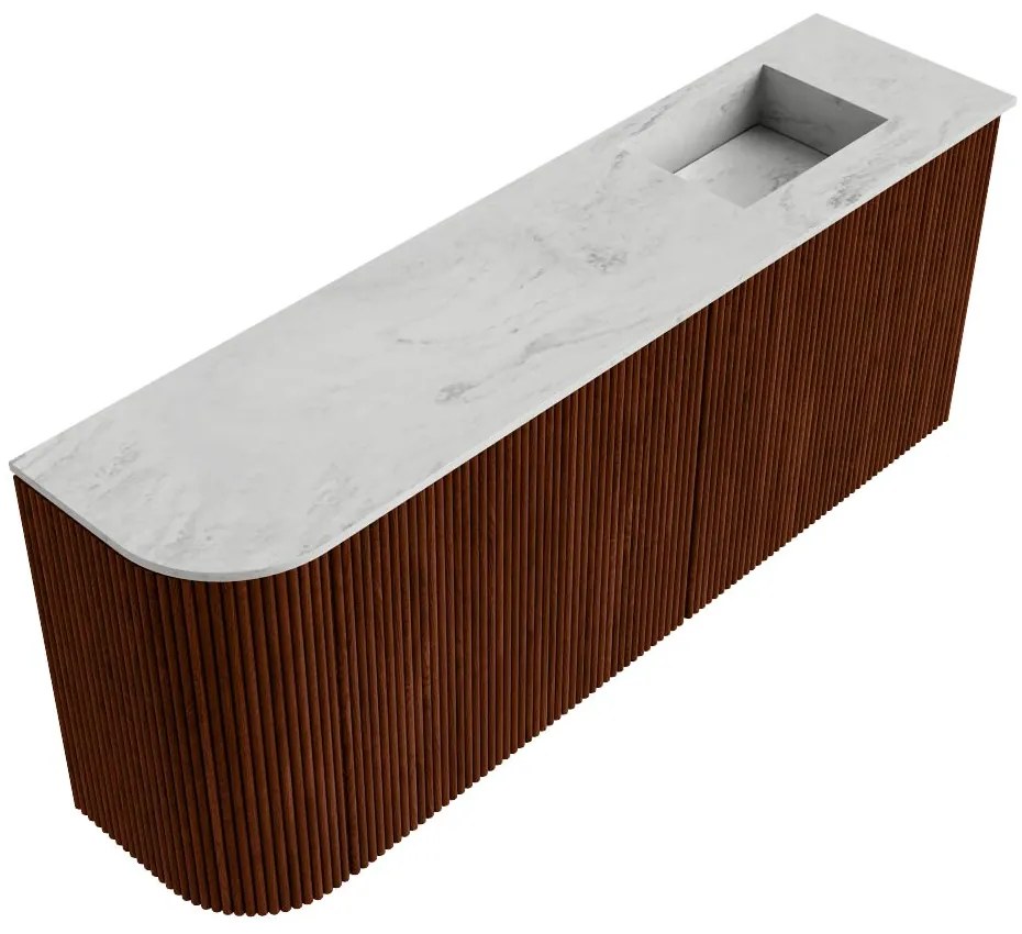 Mondiaz Joya DLux 100cm toiletmeubel ronding links ruby met wastafel faye rechts zonder kraangat opalo