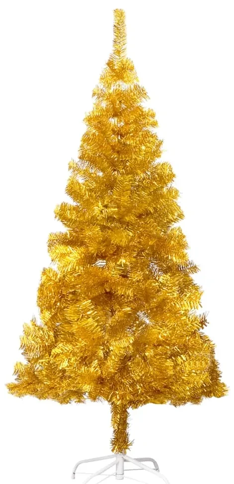 vidaXL Kunstkerstboom met LED's en kerstballen 120 cm PET goudkleurig