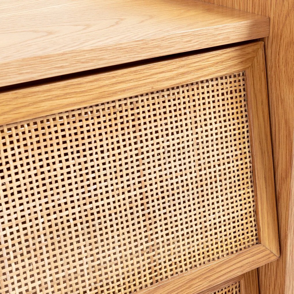 Nachtkastje van riet met 2 laden, Kaya