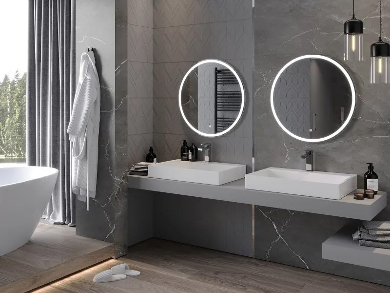 Mexen Gobi ledverlicht badkamer spiegel, rond 70 cm, LED 6000K, anti-condens - 9801-070-070-611-00