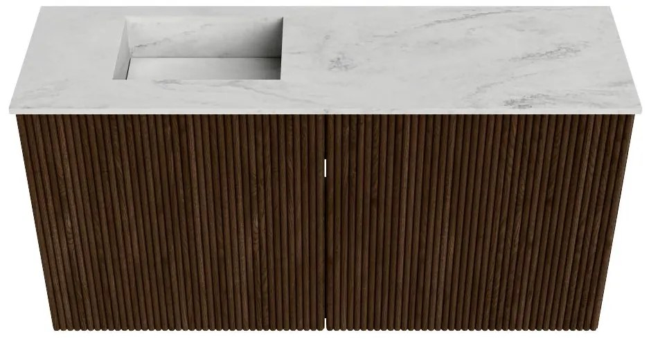 Mondiaz Joya DLux 80cm toiletmeubel walnut met wastafel faye links 1 kraangat opalo