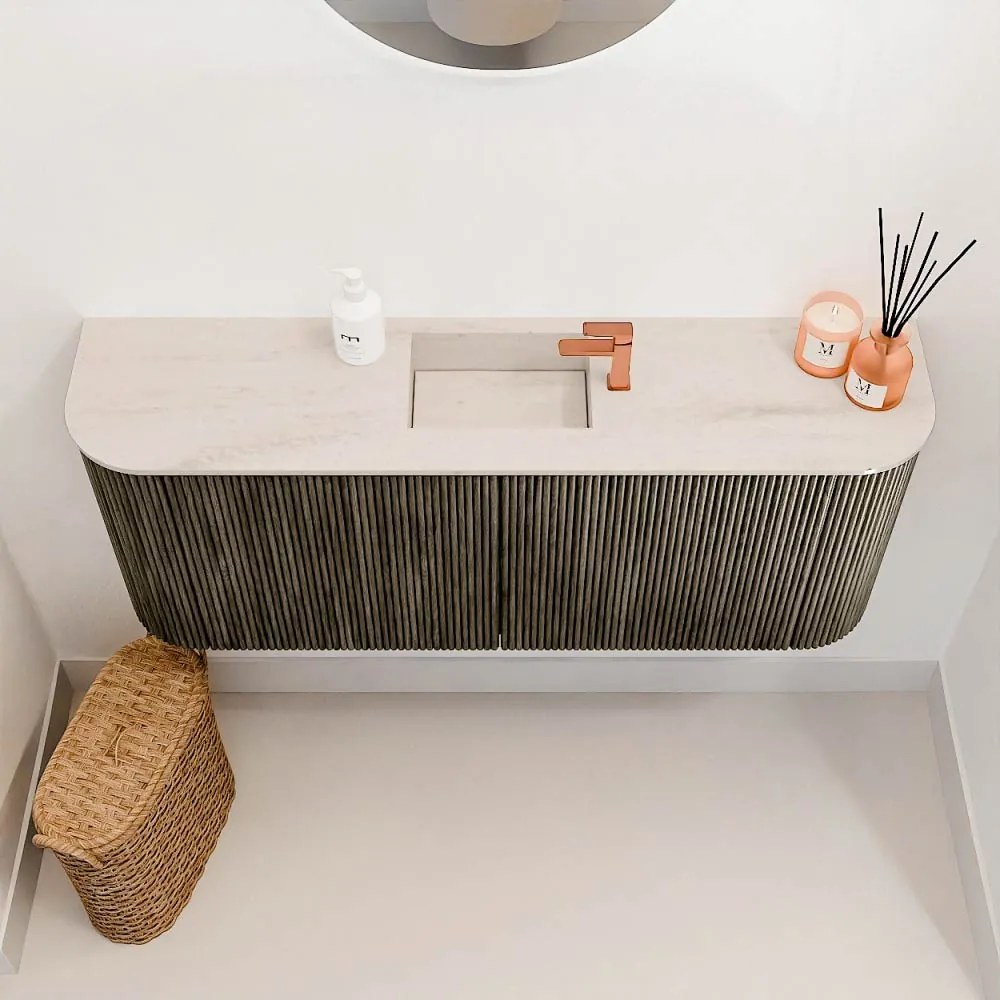 Mondiaz Joya DLux 105cm toiletmeubel ronding links/rechts shadow met wastafel faye midden 1 kraangat meli