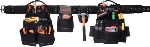 VEVOR gereedschapsriem, 18 vakken, professionele gereedschapsriem voor vaklieden, hamerhouder, gereedschapshouder, werkriem voor elektriciens, timmerlieden en bouwvakkers, schortorganizer, verstelbaar van 800 tot 1310 mm