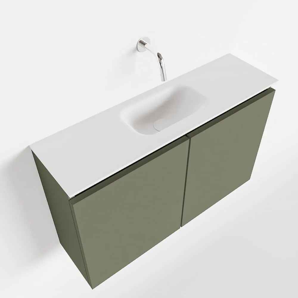 Mondiaz Ture 80cm toiletmeubel army met wastafel talc midden geen kraangat