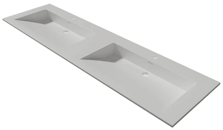 Lambini Designs Flora solid surface wastafel 160cm met kraangaten wit mat