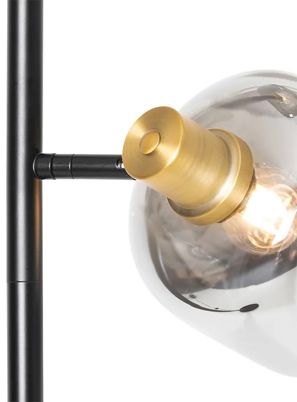 Vloerlamp zwart met goud met smoke glas 2-lichts - Zuzanna Modern E14 Binnenverlichting Lamp