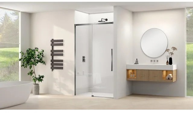 Van Rijn Products ST09 Schuifdeur vast deel - 117.5x200cm - helder glas - soft-close - incl. Gunmetal Geborsteld ST09300120HEGM