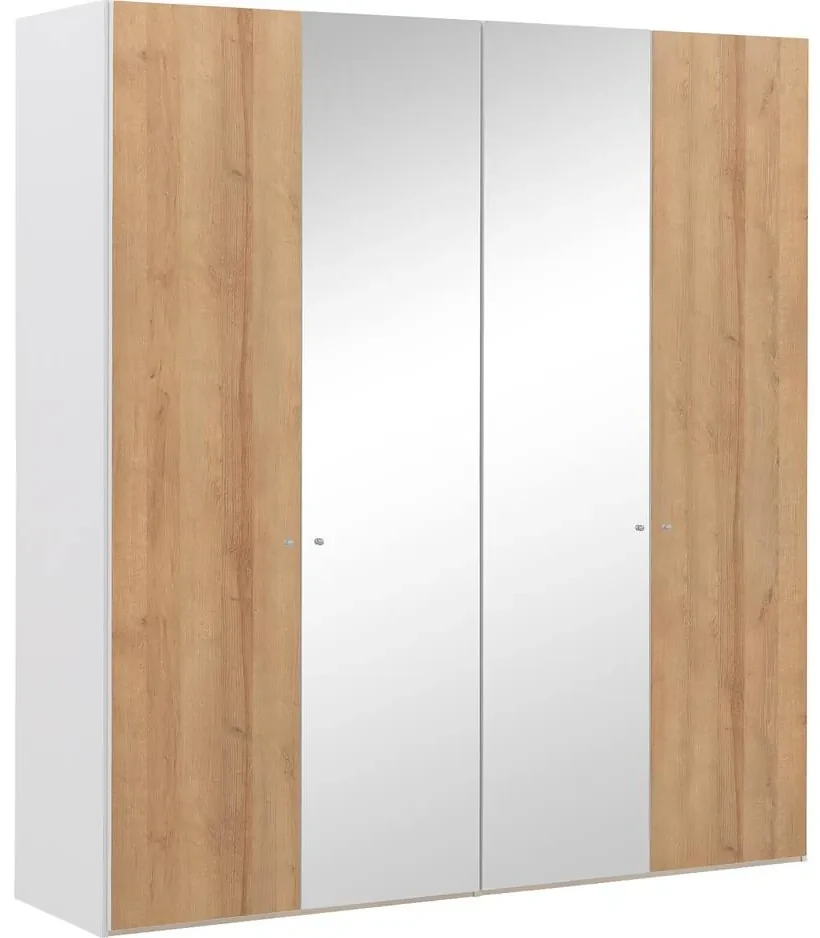 Goossens Kledingkast Easy Storage Ddk, Kledingkast 203 cm breed, 220 cm hoog, 2x draaideur en 2x spiegel draaideur midden