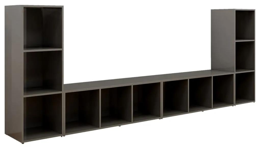 vidaXL Tv-meubelen 4 st 107x35x37 cm spaanplaat hoogglans grijs