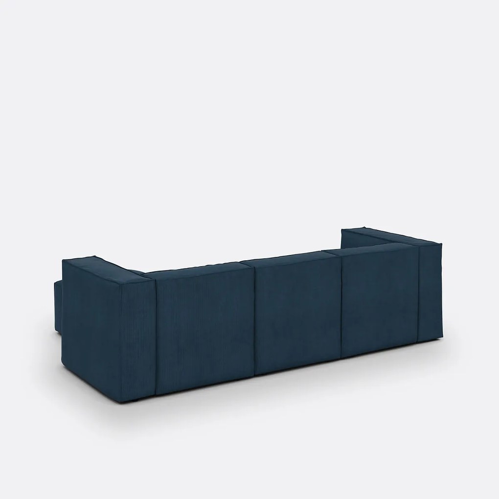 Modulaire bank, 3-zit en poef, ribfluweel, Seven