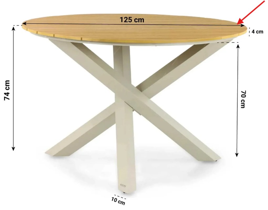 Tuinset 4 personen 125 cm Aluminium Zand/Beige Lifestyle Garden Furniture Lecce/Ancona