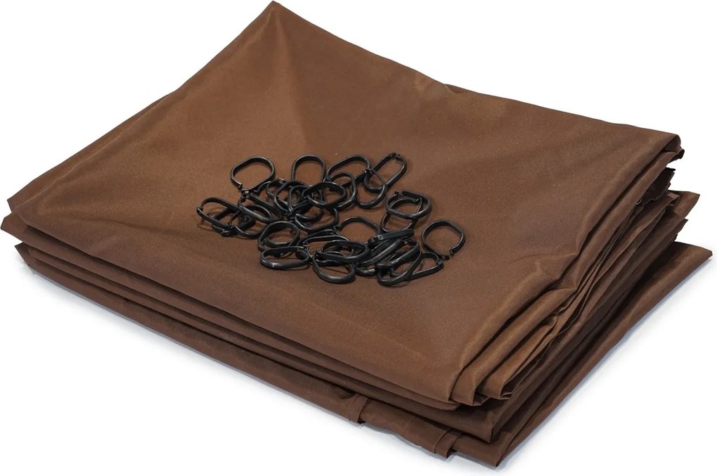 Bruine La Palma terraspergola 3x4m met Garden Point gordijnen