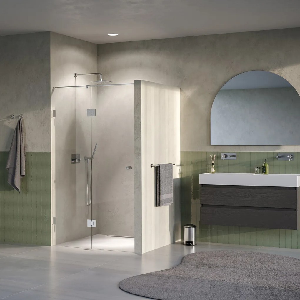 Brauer Void Carving profielloze nisdeur 110cm met draaideur 60cm aan glas RVS geborsteld PVD