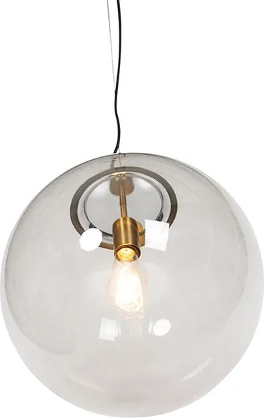 Moderne hanglamp messing met smoke glas 40 cm - Ball