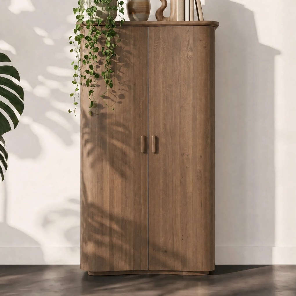 Hoge Design Kast Eikenhout Bruin - 120x50x210cm.