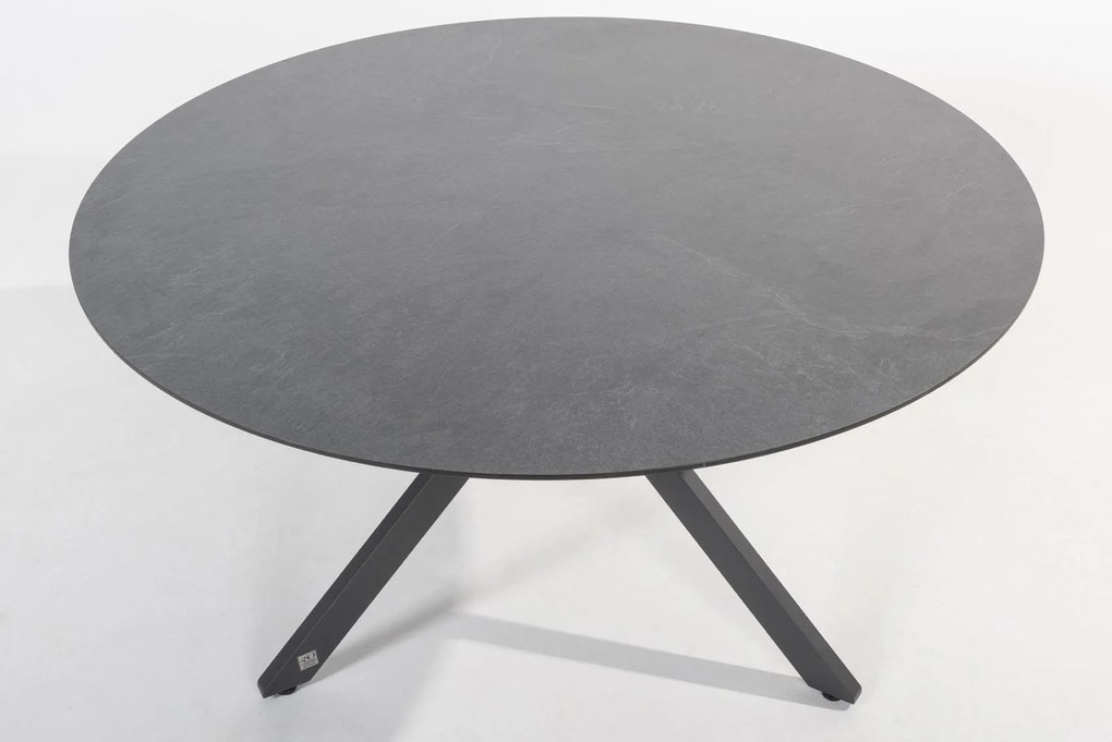 4 Seasons Outdoor Locarno tafel met HPL blad slate antraciet Ø 130 cm      antraciet weerbestendig