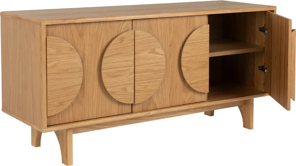 Zuiver Groove Design Dressoir Eiken 3 Deurs 120 Cm - 120x40x58cm.