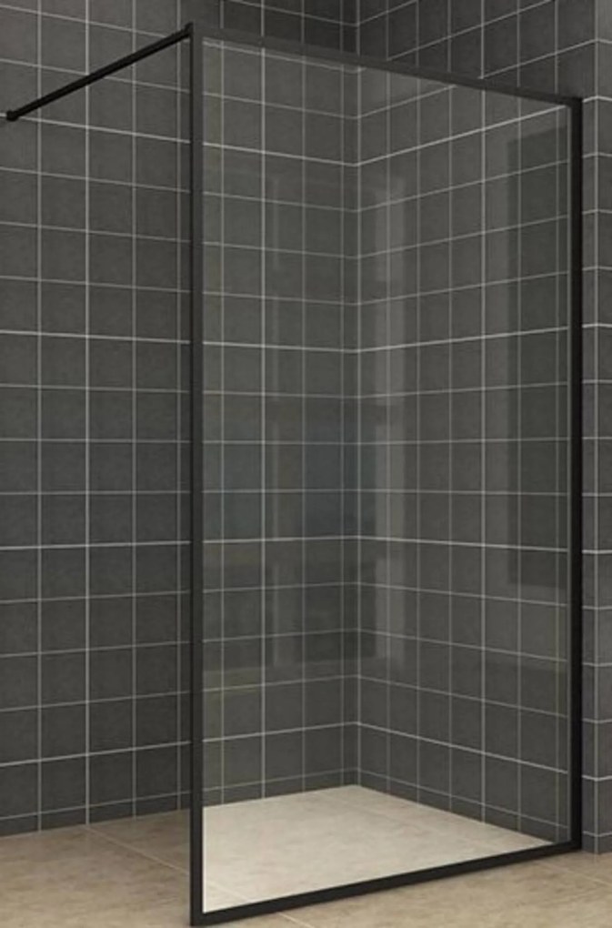 Saqu Frame douchewand 120x200cm Nanoglas/Mat zwart