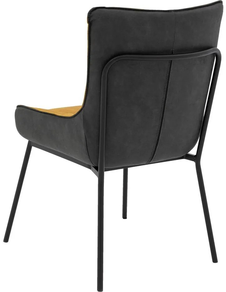 Goossens Excellent Eetkamerstoel Matteo geel stof leuning, elegant chic