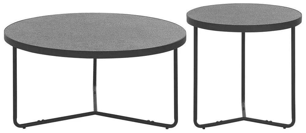 Set van 2 salontafels betoneffect met zwart MELODY groot en medium Beliani