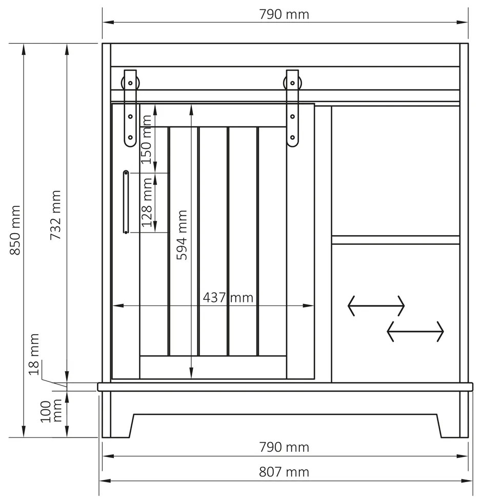 Differnz Country slide onderkast 80 cm wit