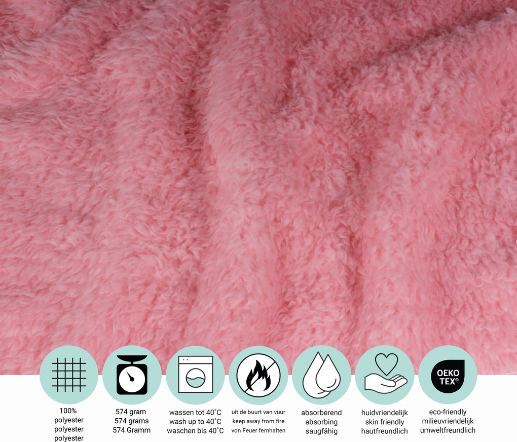 Teddy Fleece Deken - Ultrazacht - 130x170 - roze