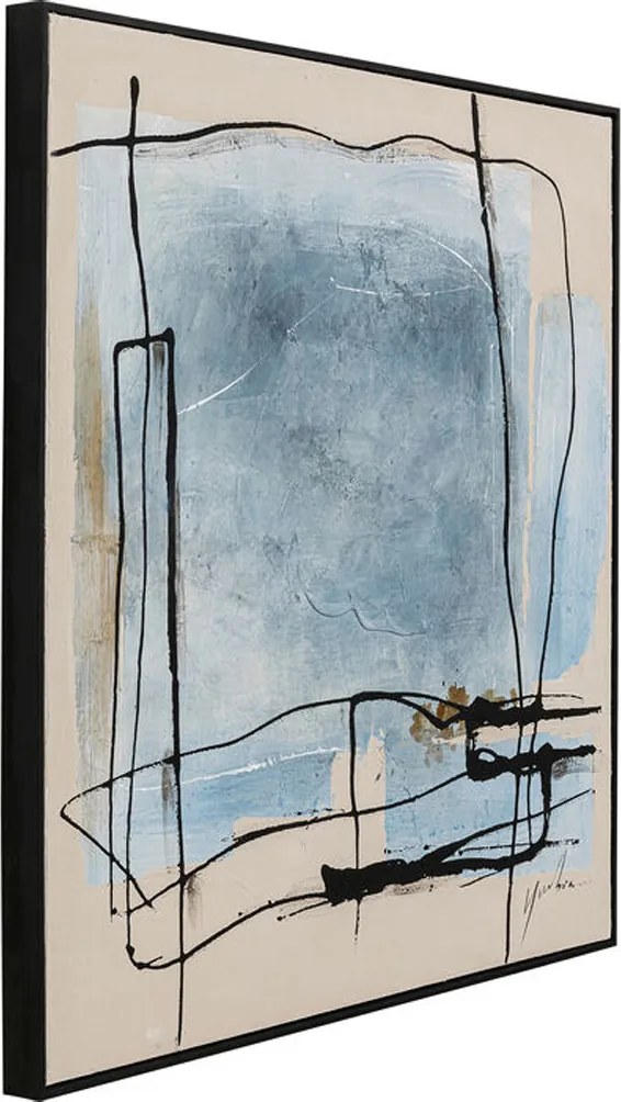 Abstract Schilderij Beige Blauw