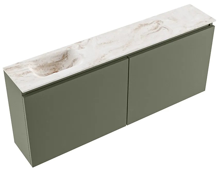 Mondiaz Ture DLux toiletmeubel 120cm army met wastafel frappe links met kraangat