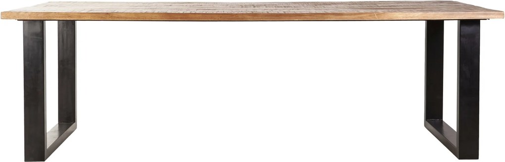 24Designs Scottsdale Eettafel - L240xB100xH76 Cm - Tafelblad Mango Hout - Zwart Metalen Frame
